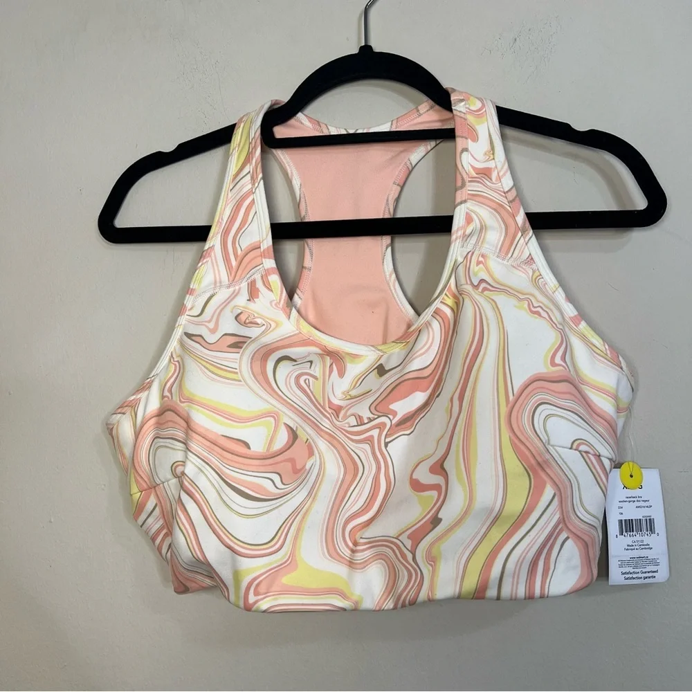 Athletic Works Pink and Yellow Sports Bra with Racerback - Picture 1 of 4